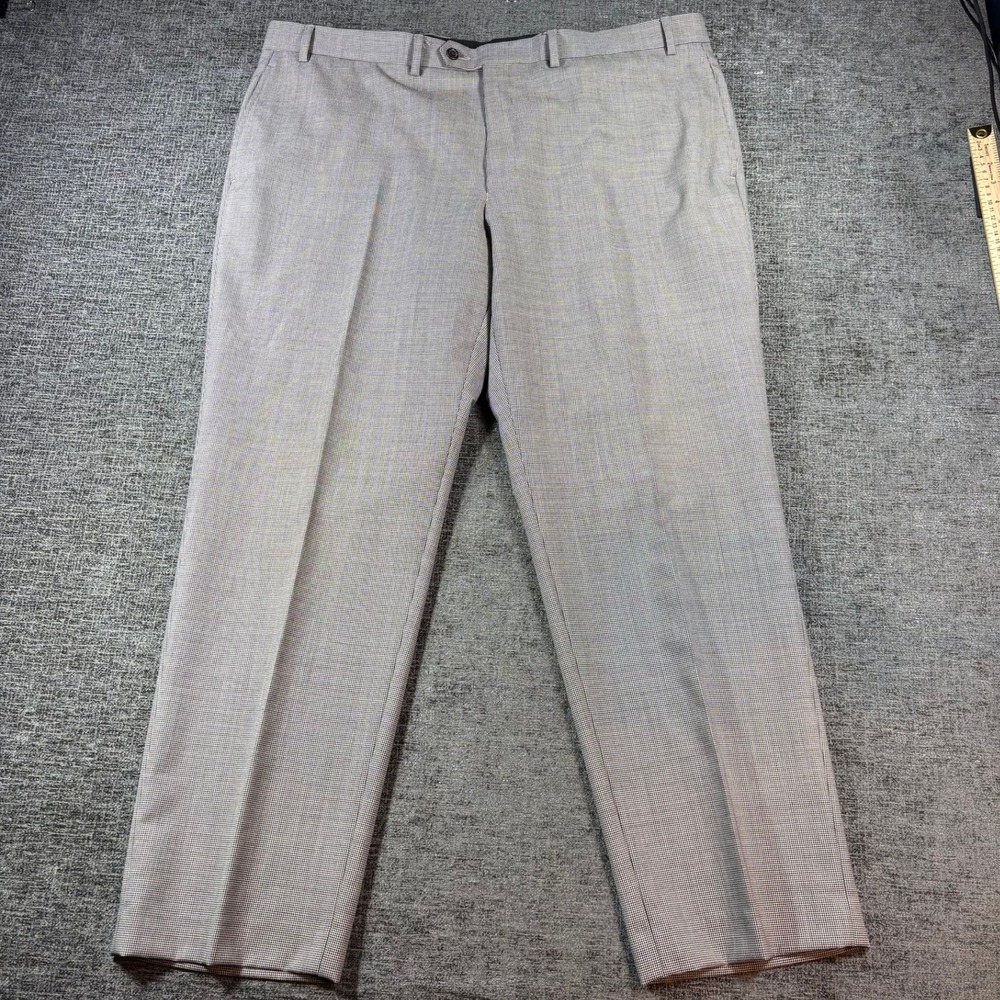 Lauren Ralph Lauren Dress Pants Mens 42x30 Grey Houndstooth Wool Blend Flat Fron